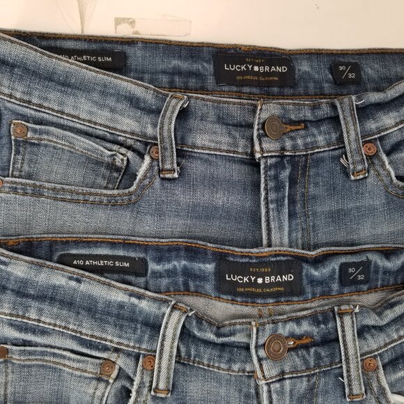 Lucky Brand 410 Athletic Slim Jeans Men's 30x31 Stretch Blue Zipper Button - Picture 5 of 6